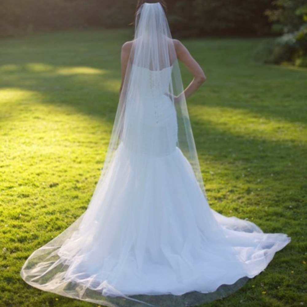 One Layer WHITE 200cm Chapel Bridal Veil NEW